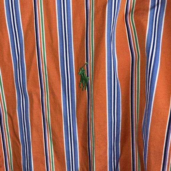 Polo Ralph Lauren Mens XL Classic Fit Oxford Button Down Orange Striped Classic - Picture 8 of 8